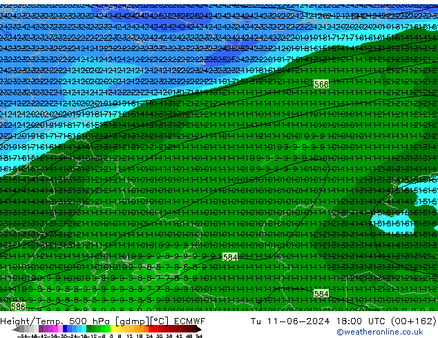 Z500/Regen(+SLP)/Z850 ECMWF di 11.06.2024 18 UTC