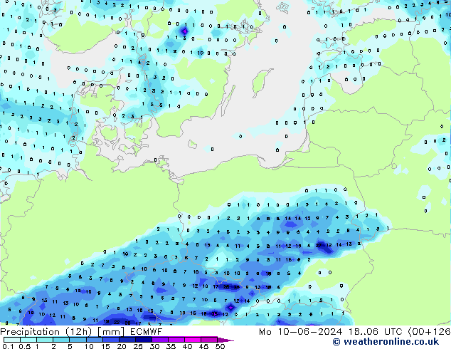 Yağış (12h) ECMWF Pzt 10.06.2024 06 UTC