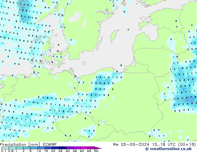 Srážky ECMWF St 05.06.2024 18 UTC