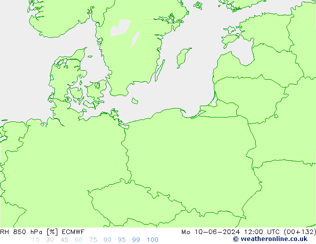 Humedad rel. 850hPa ECMWF lun 10.06.2024 12 UTC