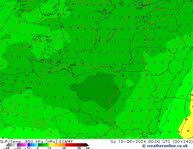 SLP/Temp. 850 hPa ECMWF So 15.06.2024 00 UTC