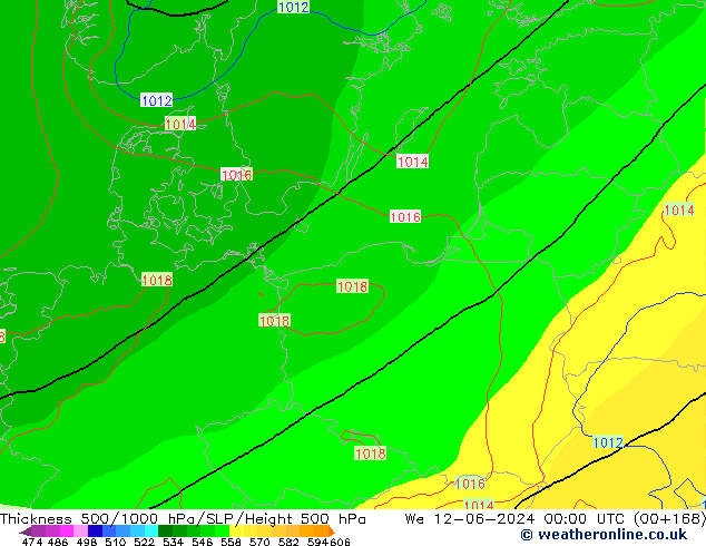 Dikte 500-1000hPa ECMWF wo 12.06.2024 00 UTC