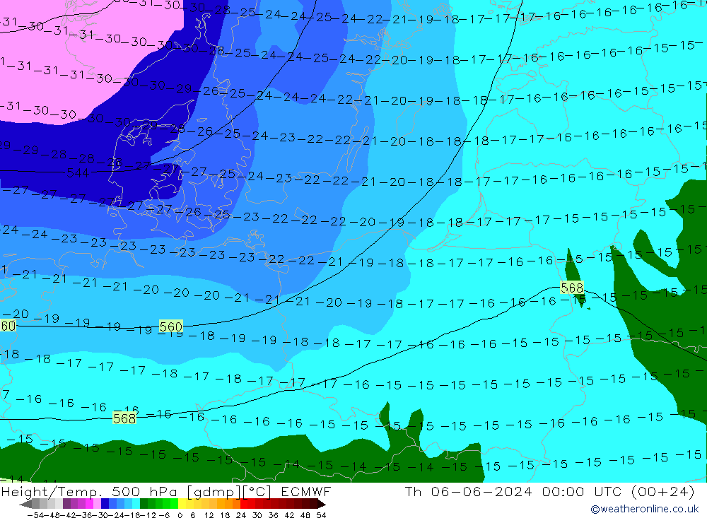 Géop./Temp. 500 hPa ECMWF jeu 06.06.2024 00 UTC