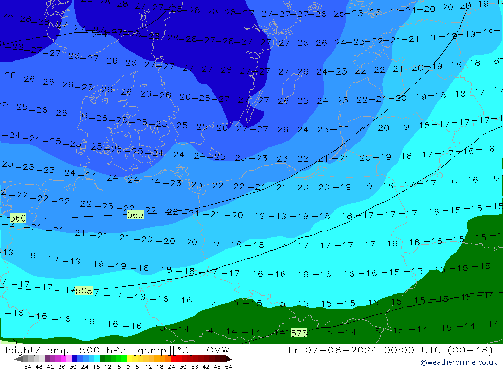 Z500/Rain (+SLP)/Z850 ECMWF ven 07.06.2024 00 UTC