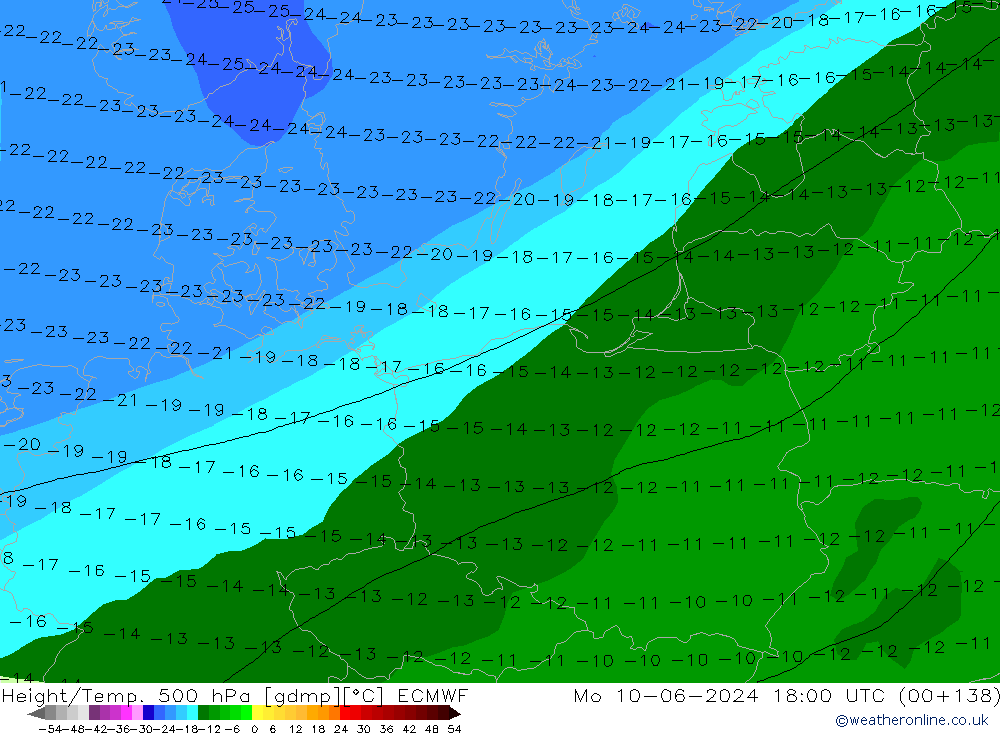 Z500/Rain (+SLP)/Z850 ECMWF пн 10.06.2024 18 UTC