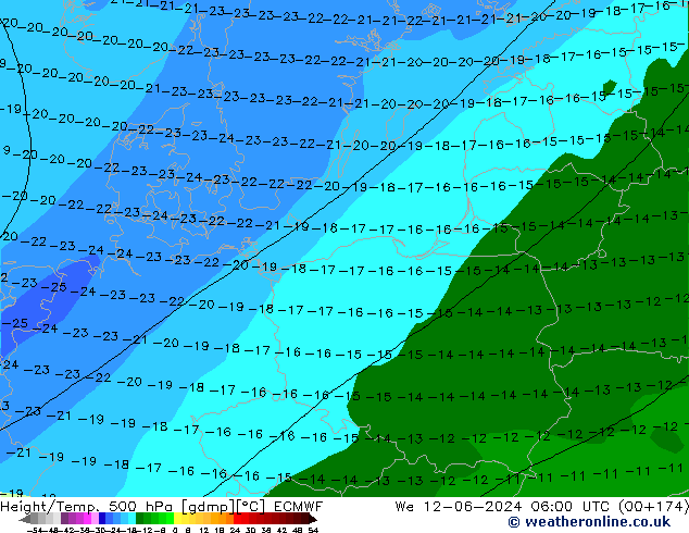 Z500/Rain (+SLP)/Z850 ECMWF śro. 12.06.2024 06 UTC