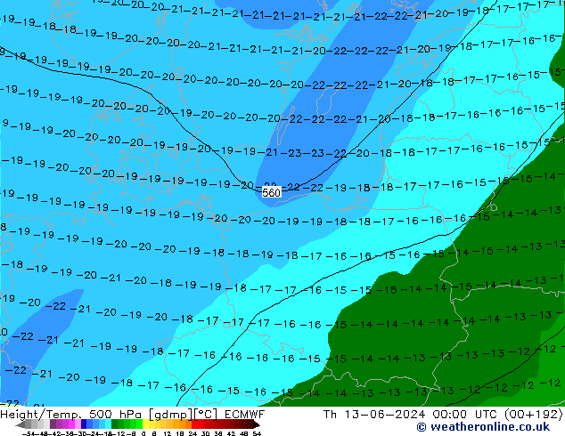 Z500/Rain (+SLP)/Z850 ECMWF чт 13.06.2024 00 UTC