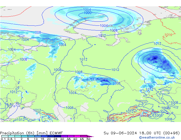 Z500/Rain (+SLP)/Z850 ECMWF dim 09.06.2024 00 UTC