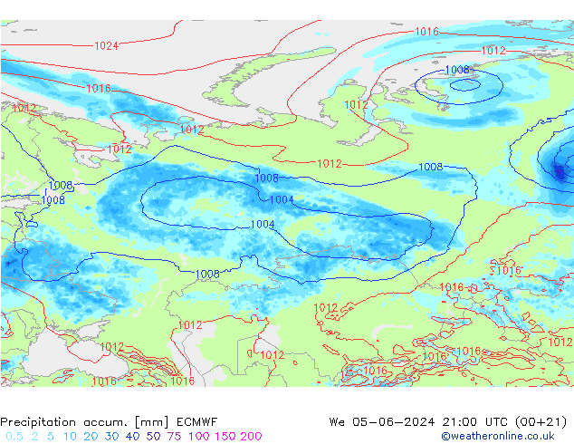 Nied. akkumuliert ECMWF Mi 05.06.2024 21 UTC