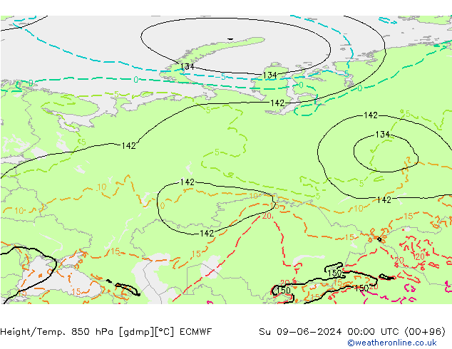 Z500/Rain (+SLP)/Z850 ECMWF dim 09.06.2024 00 UTC