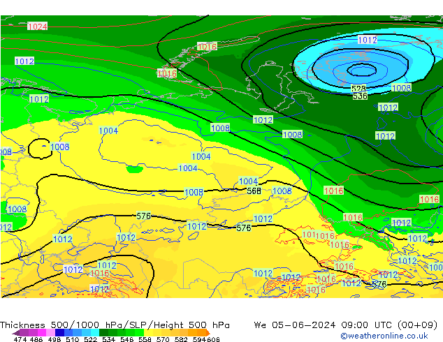 Thck 500-1000hPa ECMWF We 05.06.2024 09 UTC