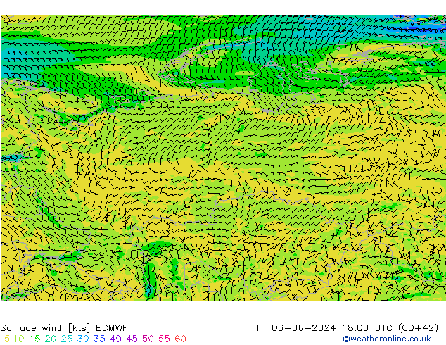 Vent 10 m ECMWF jeu 06.06.2024 18 UTC