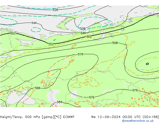 Z500/Rain (+SLP)/Z850 ECMWF Qua 12.06.2024 00 UTC