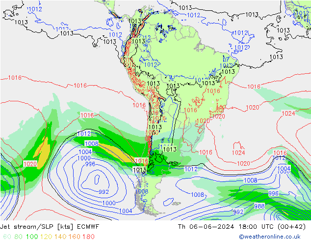 Jet stream/SLP ECMWF Th 06.06.2024 18 UTC