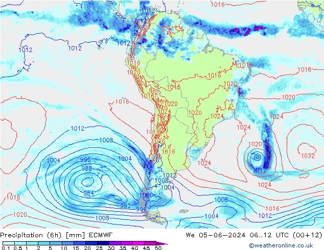 Z500/Rain (+SLP)/Z850 ECMWF We 05.06.2024 12 UTC