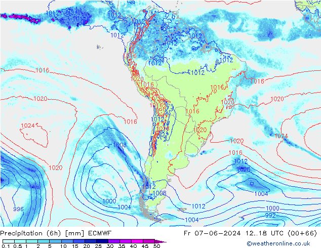 Z500/Rain (+SLP)/Z850 ECMWF vie 07.06.2024 18 UTC