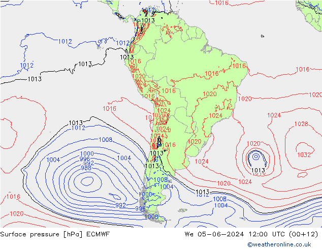 pression de l'air ECMWF mer 05.06.2024 12 UTC