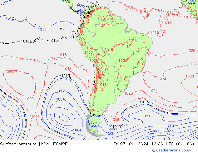 Yer basıncı ECMWF Cu 07.06.2024 12 UTC