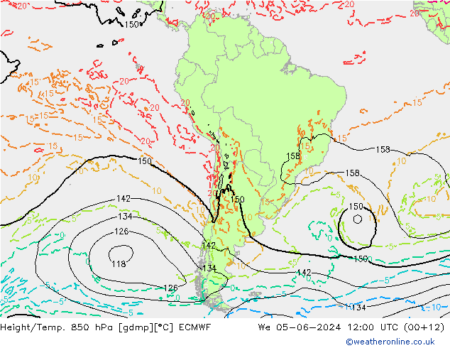 Z500/Rain (+SLP)/Z850 ECMWF We 05.06.2024 12 UTC