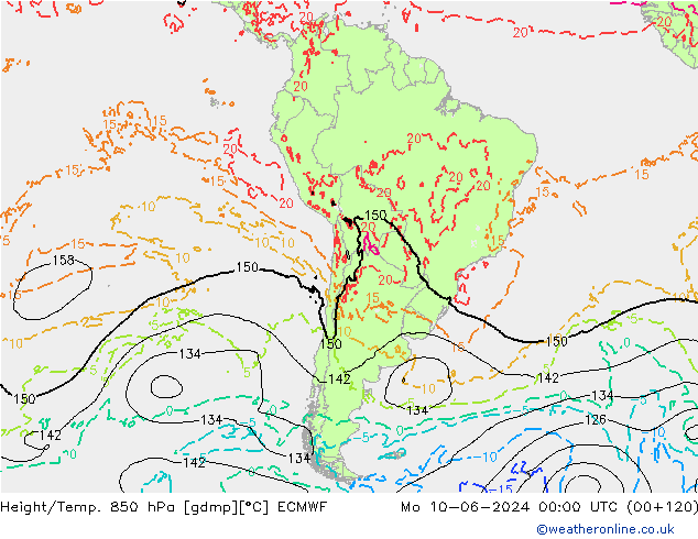 Hoogte/Temp. 850 hPa ECMWF ma 10.06.2024 00 UTC