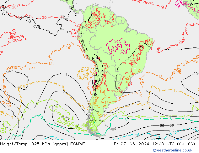 Height/Temp. 925 hPa ECMWF ven 07.06.2024 12 UTC