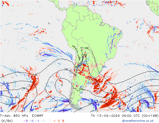 T-Adv. 850 hPa ECMWF do 13.06.2024 06 UTC