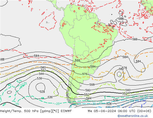 Z500/Rain (+SLP)/Z850 ECMWF Qua 05.06.2024 06 UTC