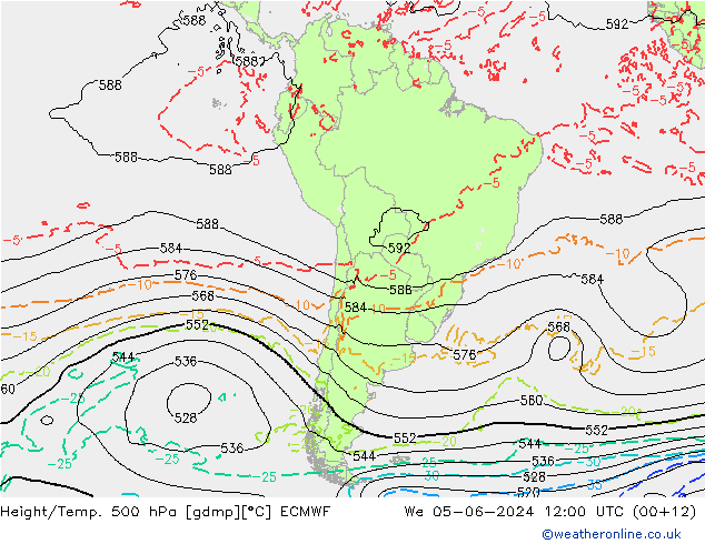 Z500/Rain (+SLP)/Z850 ECMWF We 05.06.2024 12 UTC