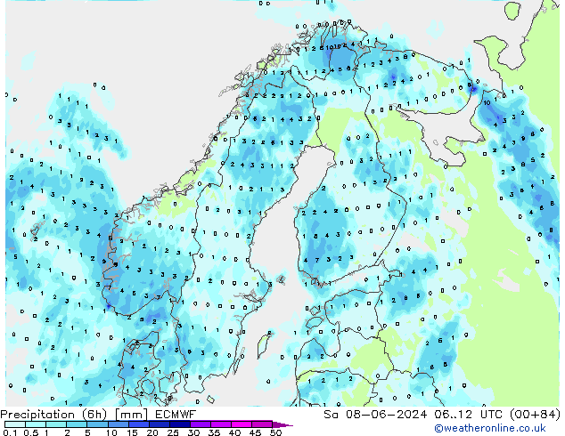 Z500/Rain (+SLP)/Z850 ECMWF So 08.06.2024 12 UTC