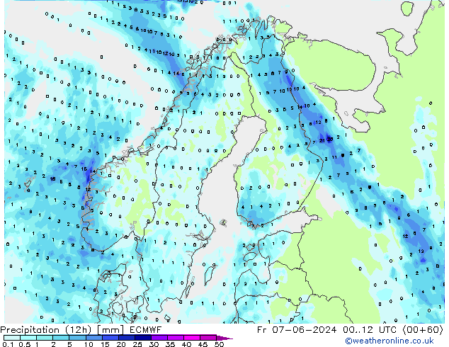 Précipitation (12h) ECMWF ven 07.06.2024 12 UTC