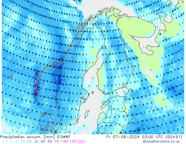 Précipitation accum. ECMWF ven 07.06.2024 03 UTC