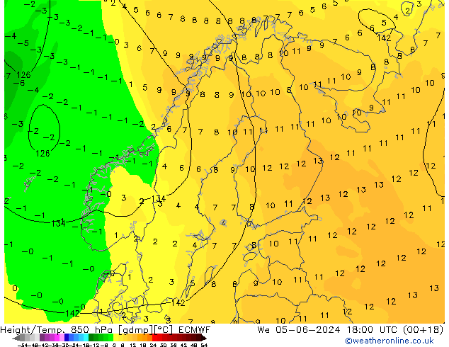 Z500/Rain (+SLP)/Z850 ECMWF mié 05.06.2024 18 UTC