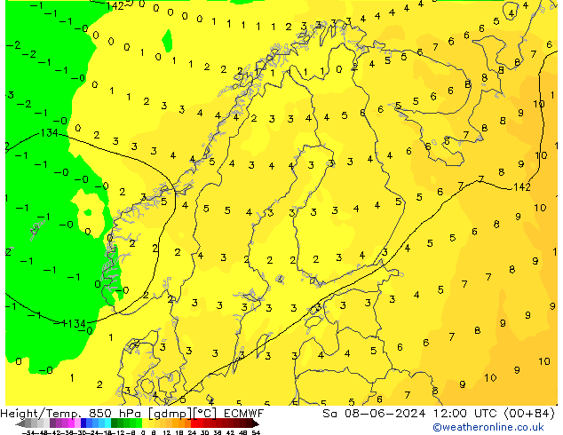 Z500/Rain (+SLP)/Z850 ECMWF So 08.06.2024 12 UTC