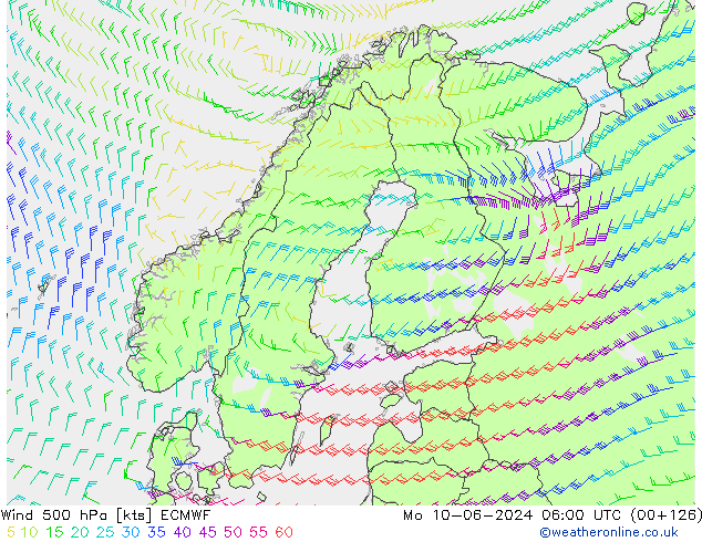 Rüzgar 500 hPa ECMWF Pzt 10.06.2024 06 UTC