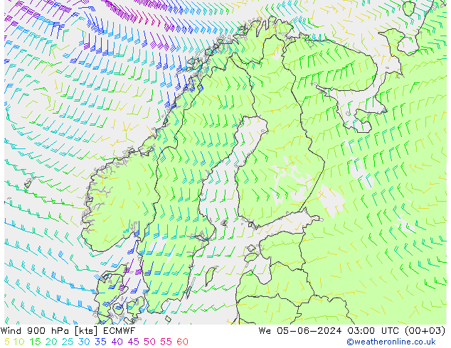 风 900 hPa ECMWF 星期三 05.06.2024 03 UTC