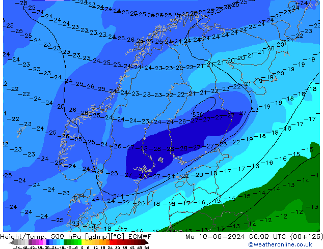 Z500/Rain (+SLP)/Z850 ECMWF пн 10.06.2024 06 UTC