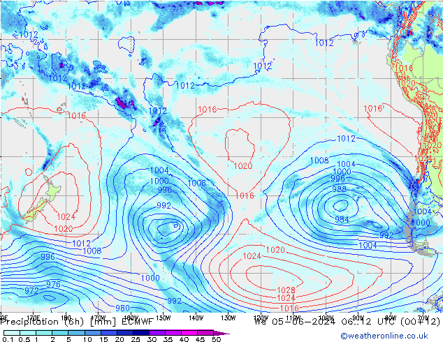 Z500/Rain (+SLP)/Z850 ECMWF We 05.06.2024 12 UTC