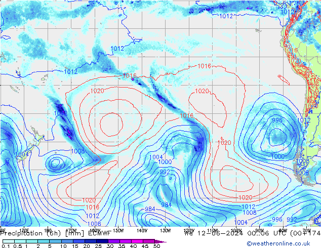 Précipitation (6h) ECMWF mer 12.06.2024 06 UTC