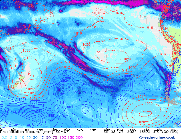 Precipitation accum. ECMWF So 08.06.2024 18 UTC