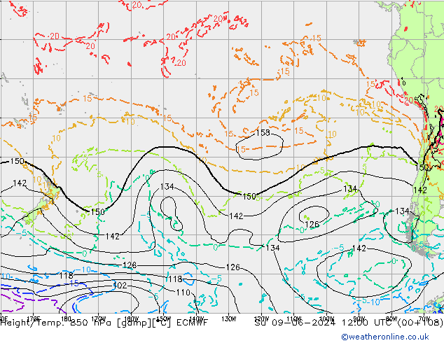 Height/Temp. 850 hPa ECMWF Su 09.06.2024 12 UTC