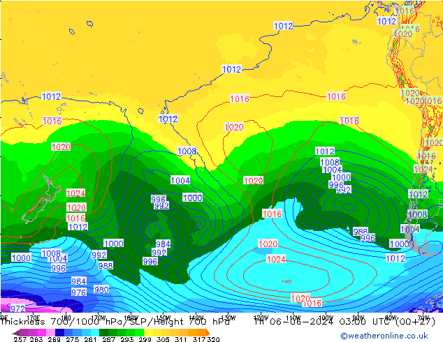 Thck 700-1000 hPa ECMWF Čt 06.06.2024 03 UTC