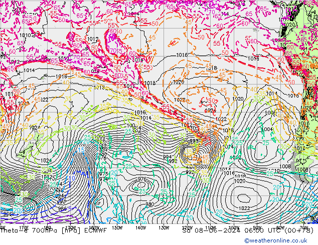 Theta-e 700hPa ECMWF sam 08.06.2024 06 UTC