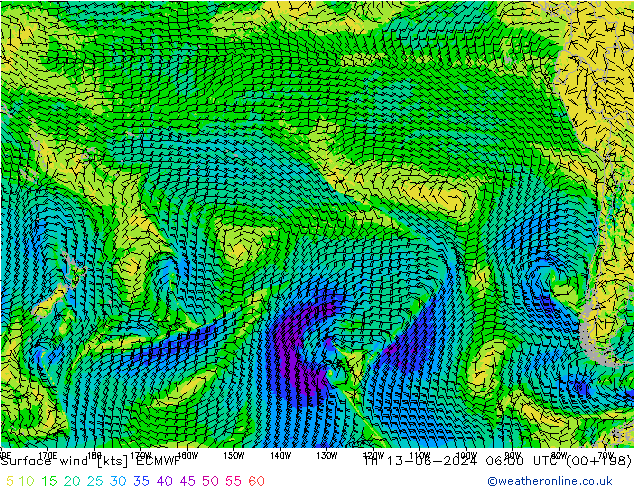 Surface wind ECMWF Th 13.06.2024 06 UTC