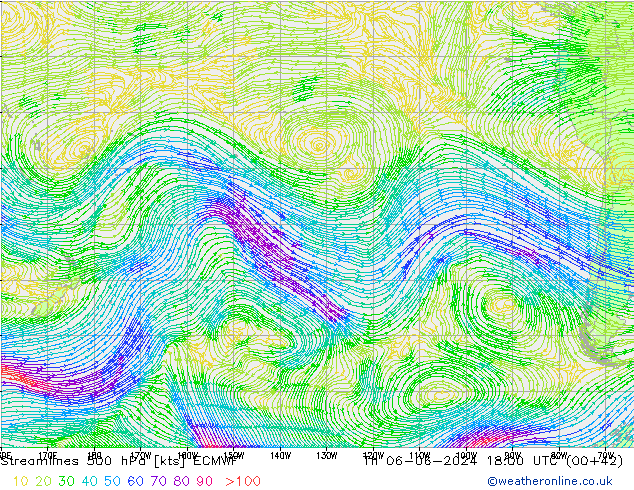 ветер 500 гПа ECMWF чт 06.06.2024 18 UTC