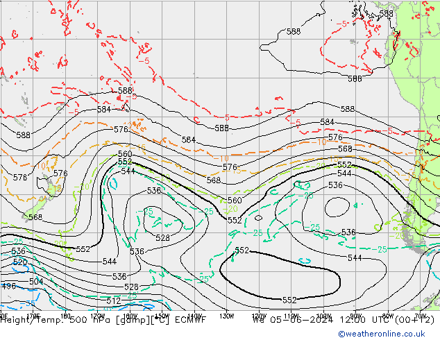 Z500/Rain (+SLP)/Z850 ECMWF We 05.06.2024 12 UTC