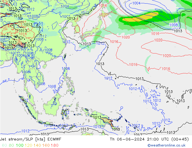 Jet stream/SLP ECMWF Th 06.06.2024 21 UTC