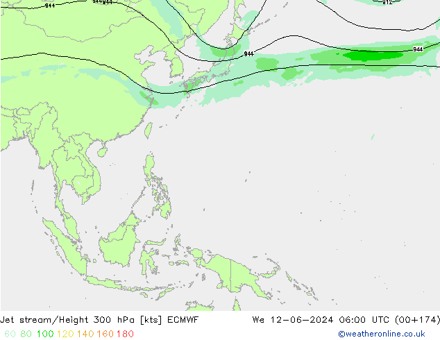 Jet stream ECMWF Qua 12.06.2024 06 UTC