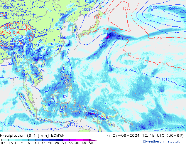 Z500/Rain (+SLP)/Z850 ECMWF Fr 07.06.2024 18 UTC