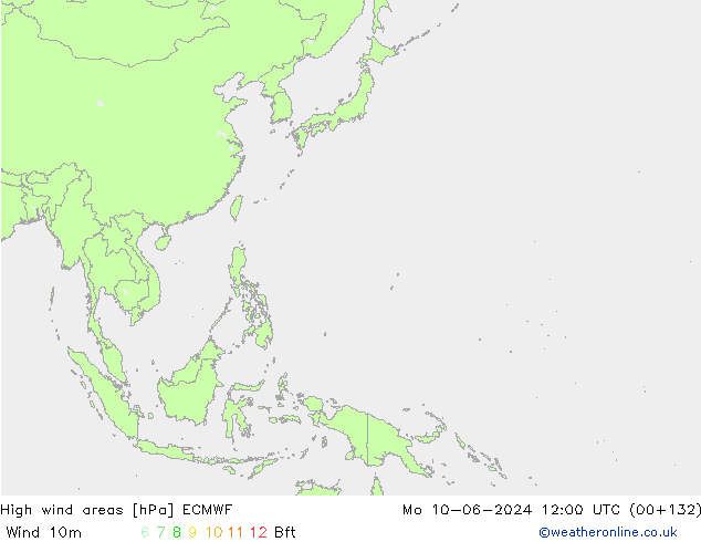 High wind areas ECMWF lun 10.06.2024 12 UTC