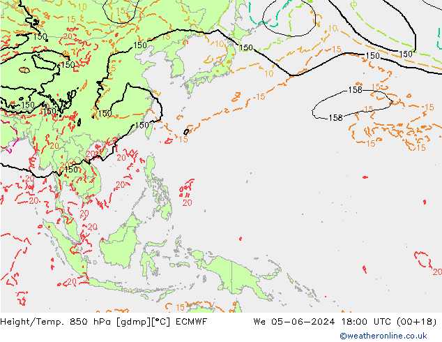 Z500/Yağmur (+YB)/Z850 ECMWF Çar 05.06.2024 18 UTC